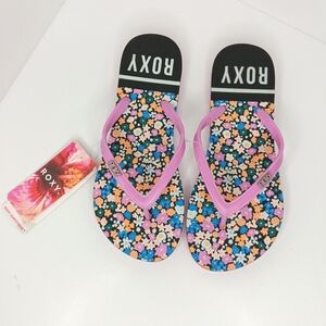 NWT Roxy Women's Floral Pink Slide Sandals Flip-Flops Size 5